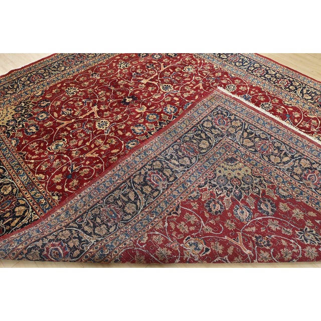 1980s Kashmar Rug 10′ X 12’11” Red Wool Traditional Hand-Knotted Oriental Carpet For Sale - Image 14 of 15