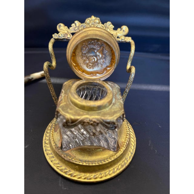 French Gilded Bronze Inkwell, Pen Rest, 19th Century For Sale In Savannah - Image 6 of 6