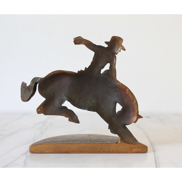 Vintage Russwood Solid Bronze Cowboy Riding Horse Bookend For Sale In Milwaukee - Image 6 of 9