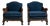 Pair of Early 20th Century British Navy Blue Edwardian Velvet Upholstered Armchairs with Cane Panels For Sale