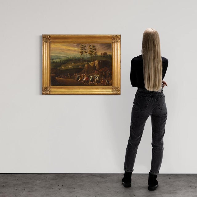 Landscape with Wayfarers, 1750, Oil on Canvas, Framed For Sale - Image 3 of 16