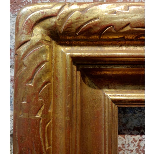 Metal Art Nouveau Style 22 K Gilded Carved Wooden Frame by Vandauren 23x26" For Sale - Image 7 of 11
