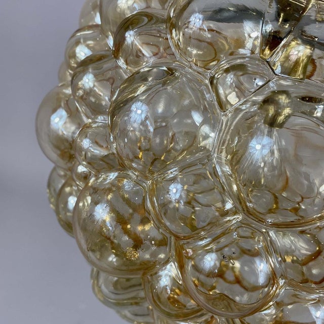 Amber Bubble Glass & Brass Pendant by Helena Tynell for Limburg, Germany, 1960s For Sale - Image 10 of 18