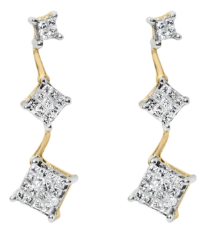 14K Yellow Gold 1 cttw Princess Cut Diamond Earrings (H-I, SI1-SI2)