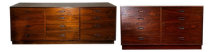 Mid Century 8 and 12 Drawer Dresser Set Attributed to Jack Cartwright by Founders