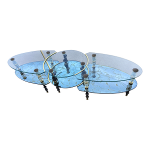 1940s Hollywood Regency Goran of Belgium 3-Piece Coffee Table Set Unmarked