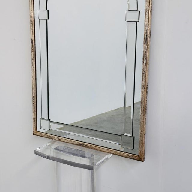 Glass Large Art Deco Beveled Wall Mirror with Architectural Arch Design For Sale - Image 7 of 11