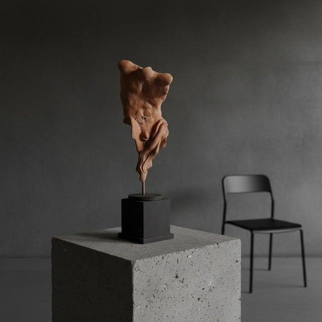 Wood Campbell G Paxton Signed Contemporary Clay Figurative Sculpture-Wood Base-Modern For Sale - Image 7 of 11