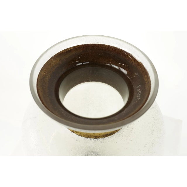 Mid Century Frosted Art Glass With Gold Vase For Sale - Image 10 of 11