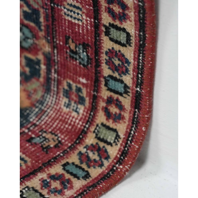 1970s Vintage Turkish Oushak Handmade Wool Cotton Red Area Rug For Sale - Image 10 of 11