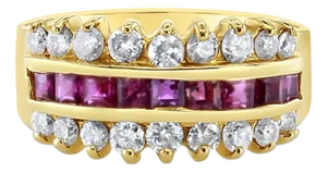Ruby Diamond Wedding Band 1.55cttw 14K Yellow Gold, Size 9