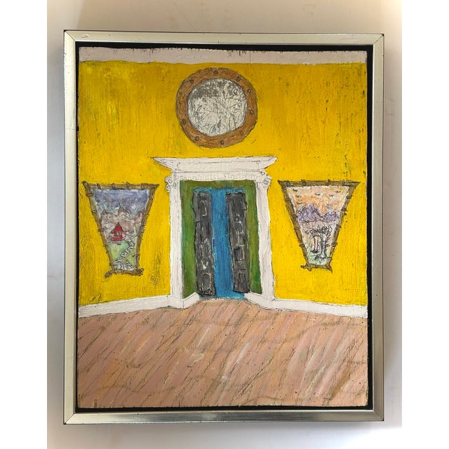 Yellow Whimsical Yellow Interior Painting For Sale - Image 8 of 9