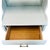 Elegant vintage faux bamboo bar server professionally refinished in Sherwin-Williams SW 9651 Sea Spray, a soft sea-glass...