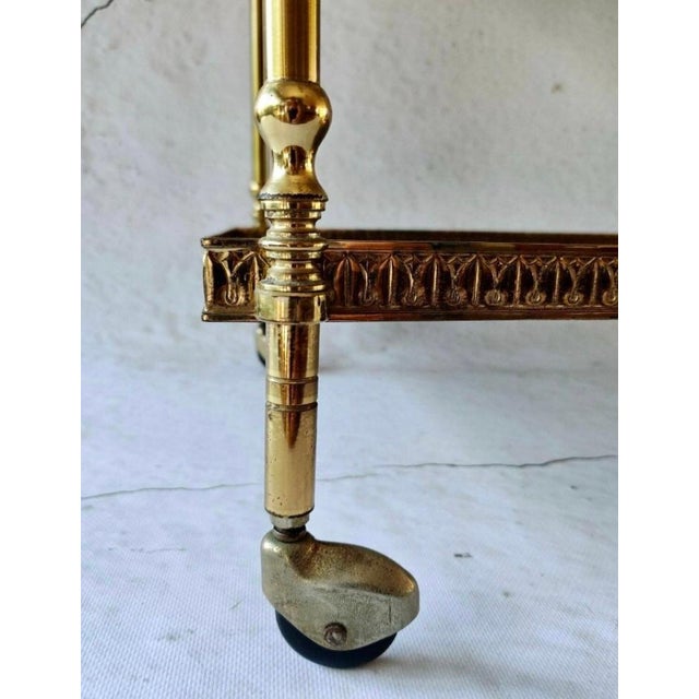 Vintage Neoclassical Empire Serving Trolley in Brass with Removable Tray, 1950s For Sale - Image 4 of 7