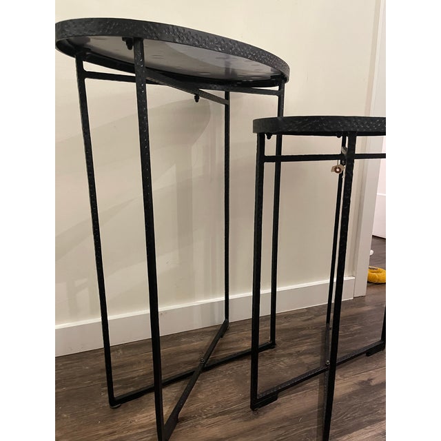 These tables are great for a small space. They are beautiful together or separate. The mirror has signs of wear around the...