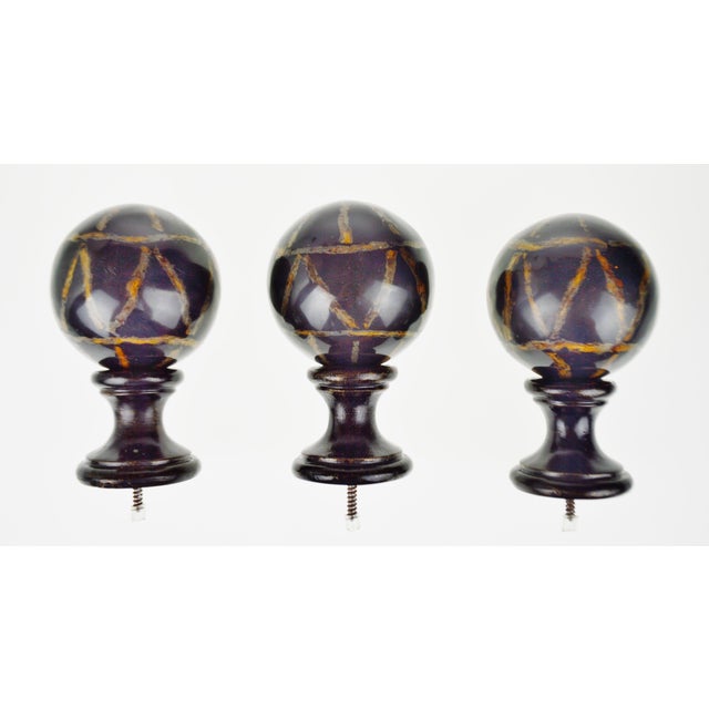 Set Of 3 Decorative Cannon Ball Curtain Rod Finials Tiebacks