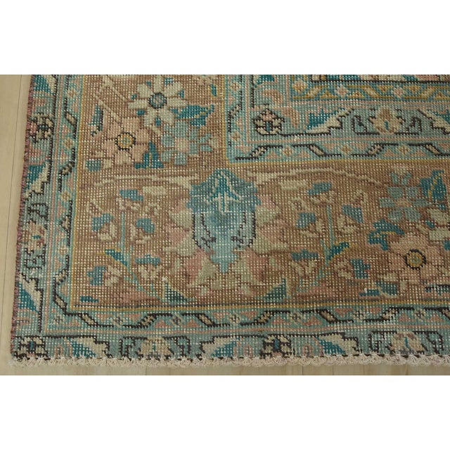 Tabriz Rug 7’8” X 10’7” Pink Wool Vintage Distressed Hand-Knotted Carpet For Sale - Image 12 of 15