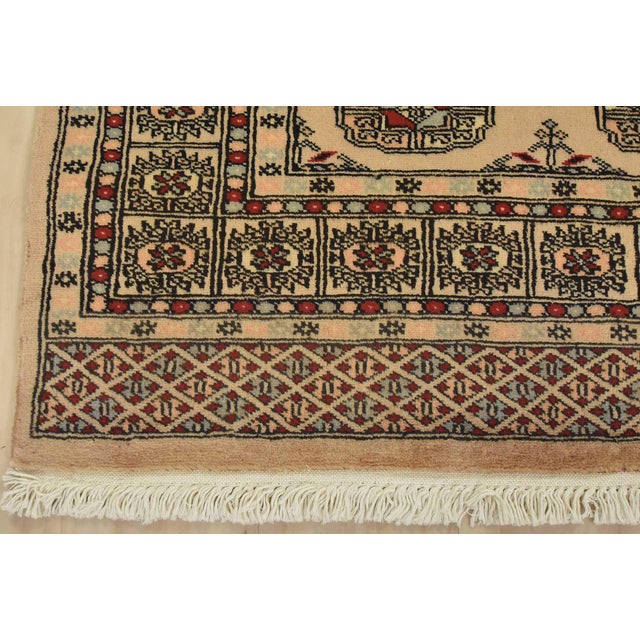 Beige Bokhara Rug 4’2” X 5’6” Beige Wool Tribal Hand-Knotted Oriental Carpet For Sale - Image 8 of 11