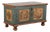 1822 Original Hand-Painted Blue Pine Flat Top Trunk For Sale