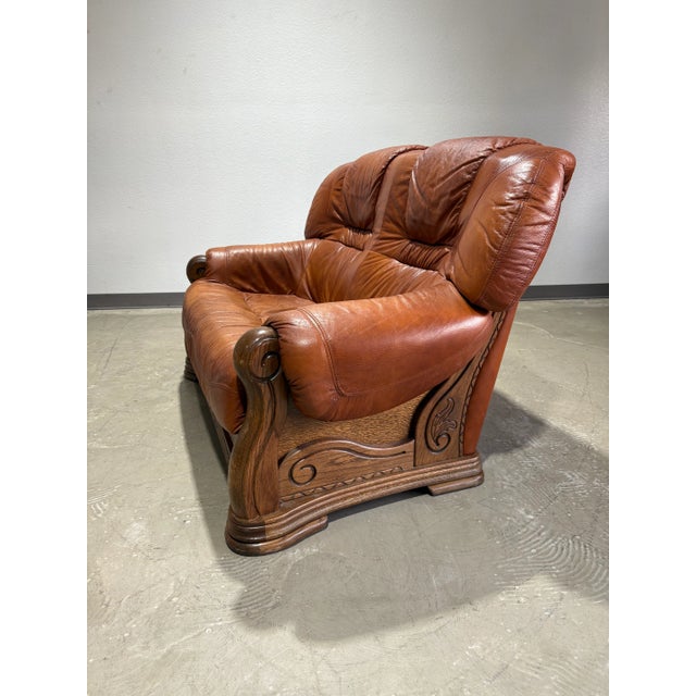 European Leather & Oak Sofa Set For Sale - Image 12 of 18