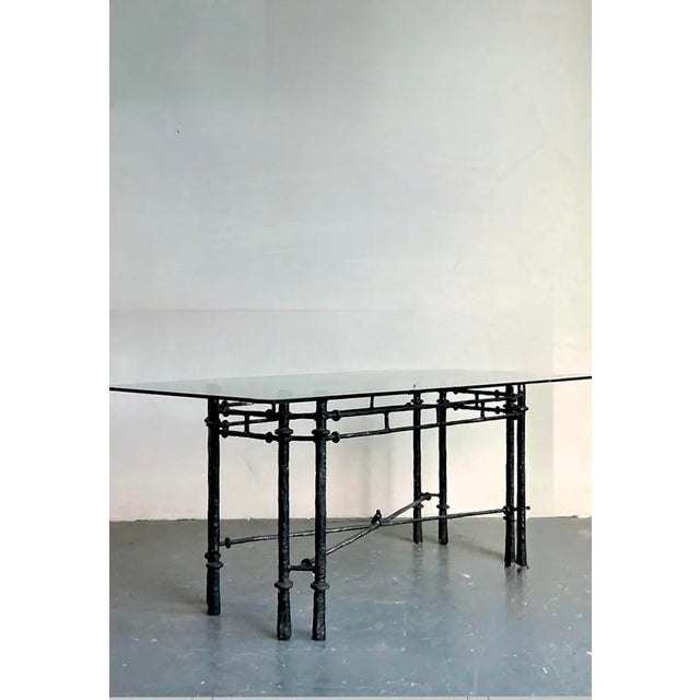 Vintage Boho Hammered Iron Dining Table After Giacometti For Sale - Image 11 of 12