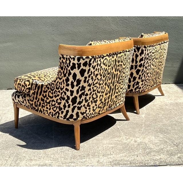 Mid 20th Century Vintage MCM Slope Arm Leopard Lounge Chairs - A Pair For Sale - Image 5 of 7