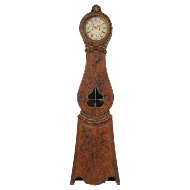Early 19th Century Swedish Faux Paint Long Case Clock For Sale