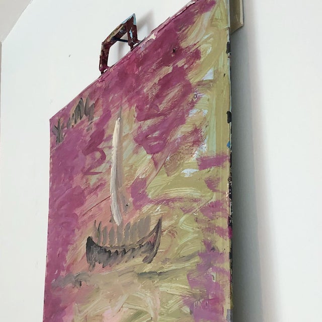 1980s Purvis Young Salesman Carpet Sample Original Boat Painting