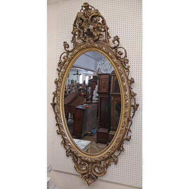 American Large Mid 19th Century Gold Gilt American Philadelphia Floral Wall Mirror For Sale - Image 3 of 18