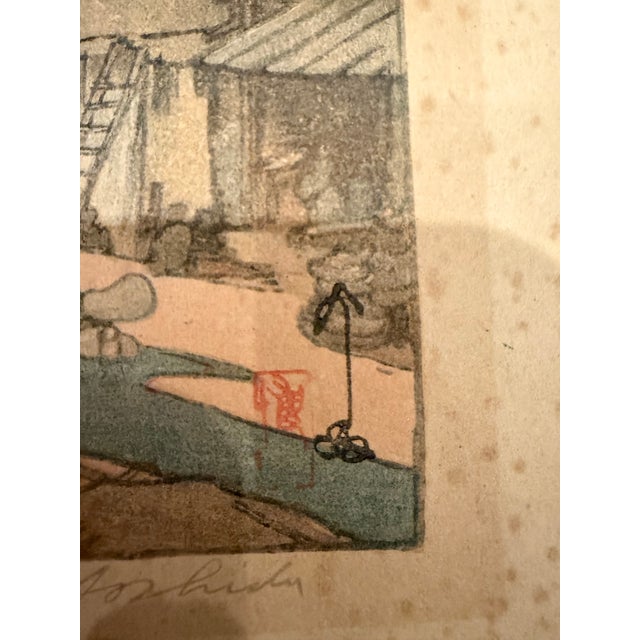Japanese Hiroshi Yoshida “Canal in Osaka” Framed Japanese Woodblock Print For Sale - Image 3 of 18