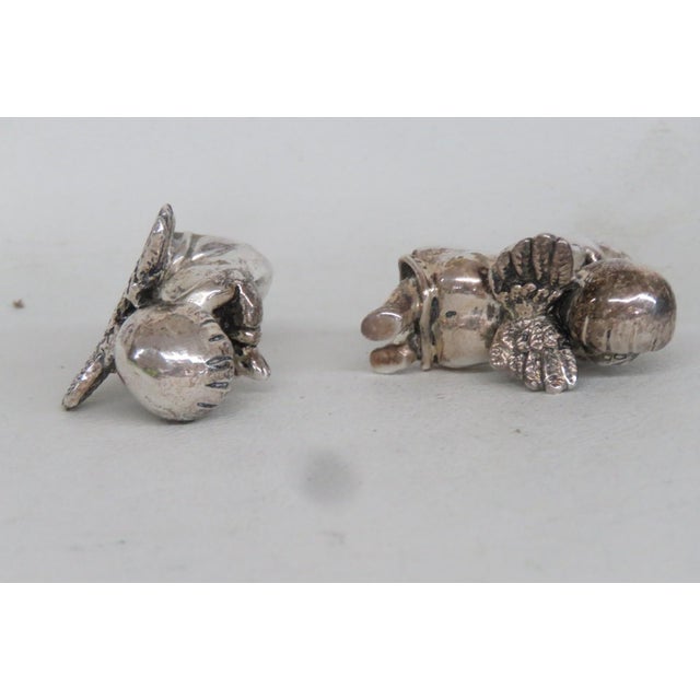 Metal Silver Plated Cherub Pair Miniature Christmas Angels 2pc Holiday Figures 4812b For Sale - Image 7 of 12