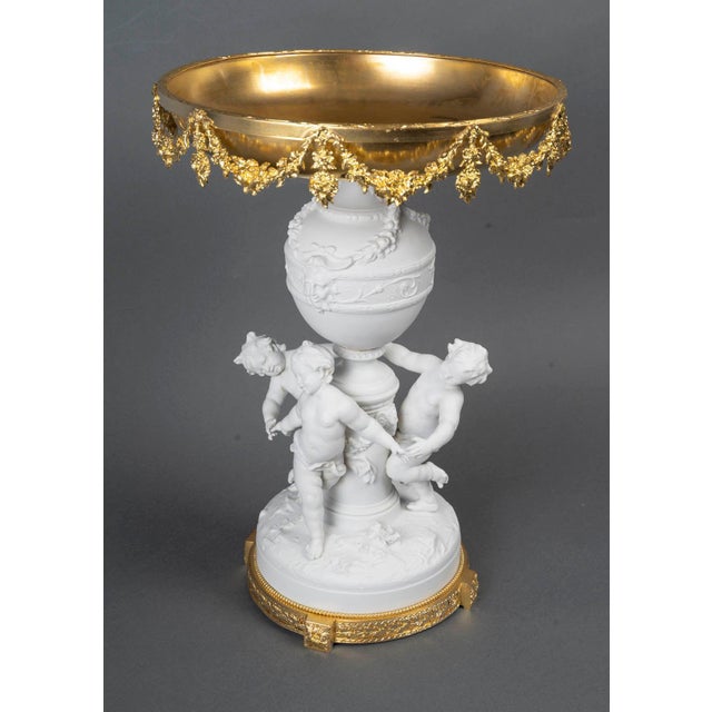 19th Century Napoleon III Bowl in Bisque Porcelain and Gilded Metal For Sale - Image 3 of 9