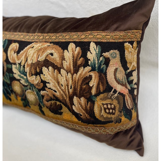 Mid 18th Century Large Pillow Upholstered With Authentic 18th-Century Tapestry For Sale - Image 5 of 7