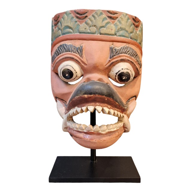 Balinese Mask on a Stand, 1950s For Sale