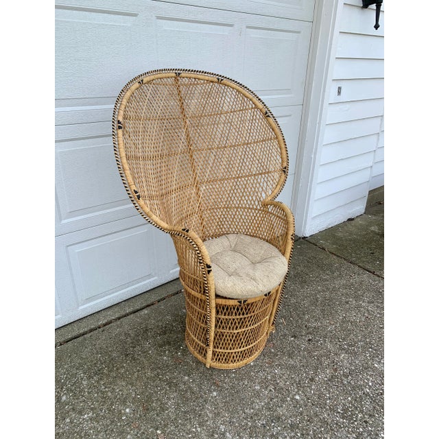 Bohemian Wicker Emanuelle Peacock Chair For Sale - Image 4 of 13