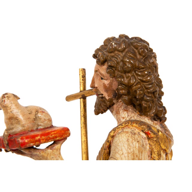 German or Austrian Polychromed Statue Sculpture of Saint John the Baptist For Sale - Image 12 of 18