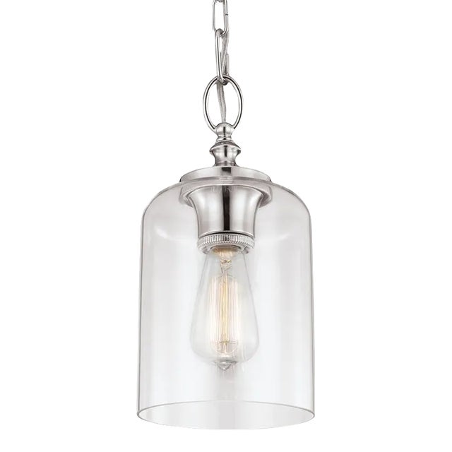 Sean Lavin By Visual Comfort Studio Hounslow Clear Glass Mini Pendant in Polished Nickel For Sale