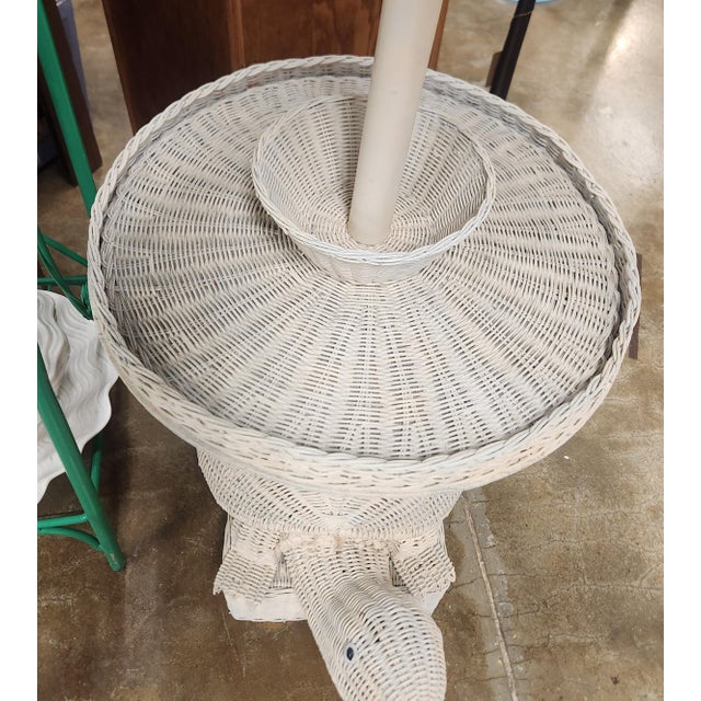 1970s 1970s Wicker Turtle Floor Lamp Table For Sale - Image 5 of 10