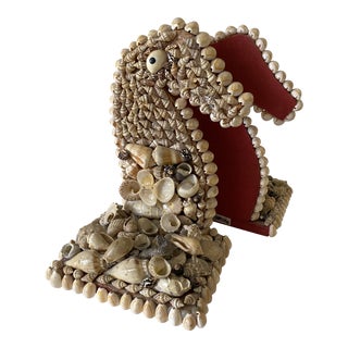 Vintage Seahorse Seashell Bookends- a Pair For Sale