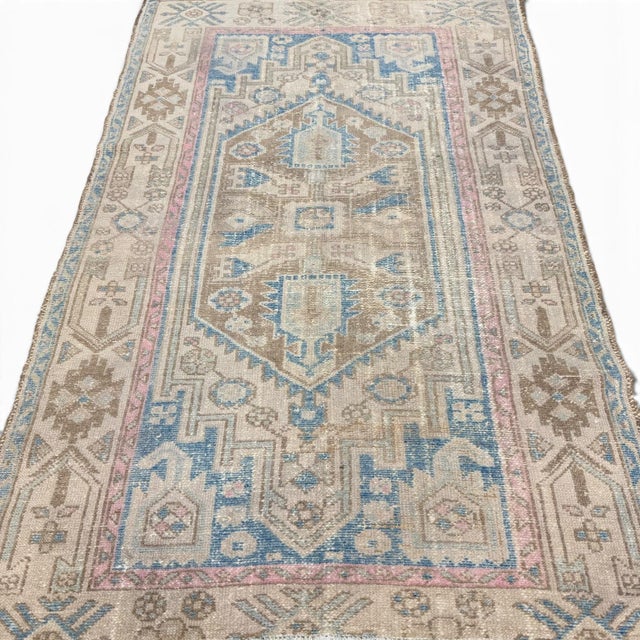 Tribal Antique Malayer Rug 4x6 | Blue, Beige & Brown For Sale - Image 3 of 5