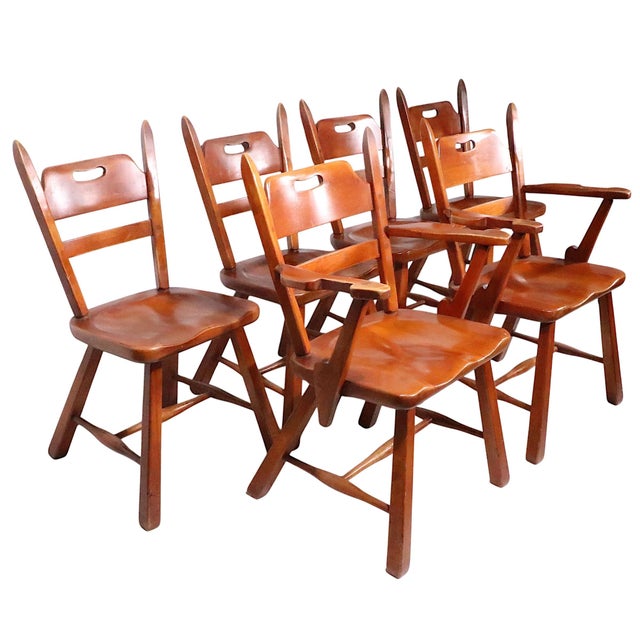 Amber Set of Six Herman DeVries Cushman Colonial Dining Chairs With Early Metal Tag For Sale - Image 8 of 17