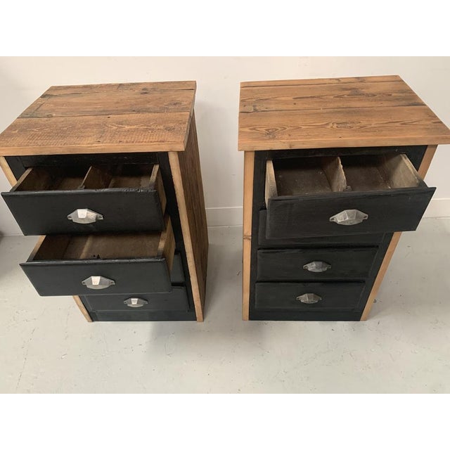 Black Small Brutalist Chests of Drawers in Patinated Fir, Set of 2 For Sale - Image 8 of 10