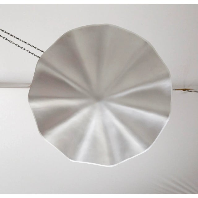 Contemporary Large Undulating White Plaster Shell Pendant Light UL Listed, 29" For Sale - Image 3 of 7