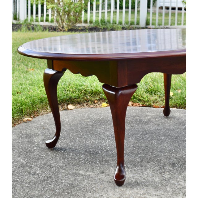 Wood Pennsylvania House Solid Cherry Coffee Table Queen Anne Oval Vintage Cocktail For Sale - Image 7 of 15