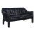 Vintage Black Leather Cab 415 Settee by Mario Bellini for Cassina For Sale
