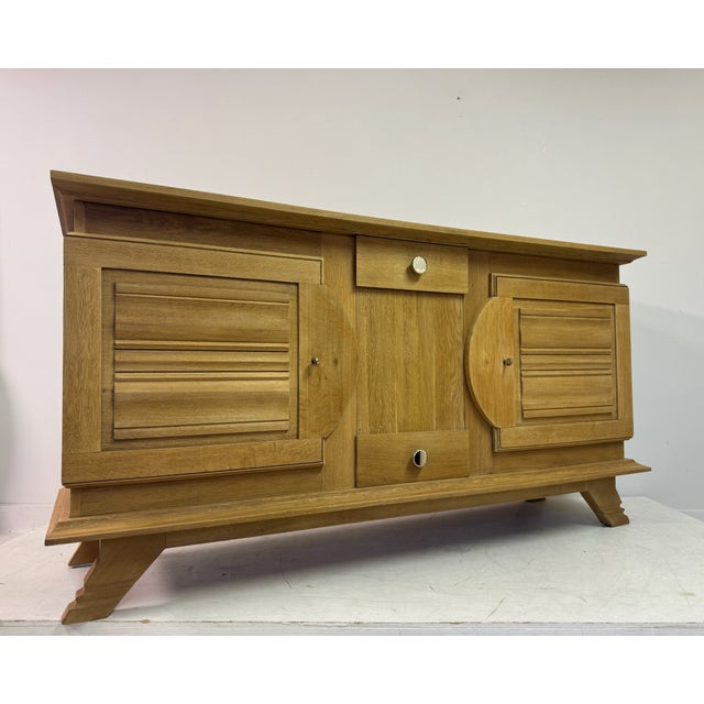 Tan French Art Deco Brutalist Sideboard in Oak, 1940s For Sale - Image 8 of 16