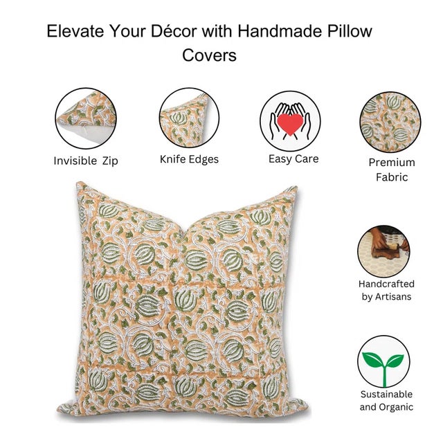 Not Yet Made - Made To Order Fabdivine Handcrafted Pillow Cover With Block Prints 22x22 Inch- 6Kamal For Sale - Image 5 of 5