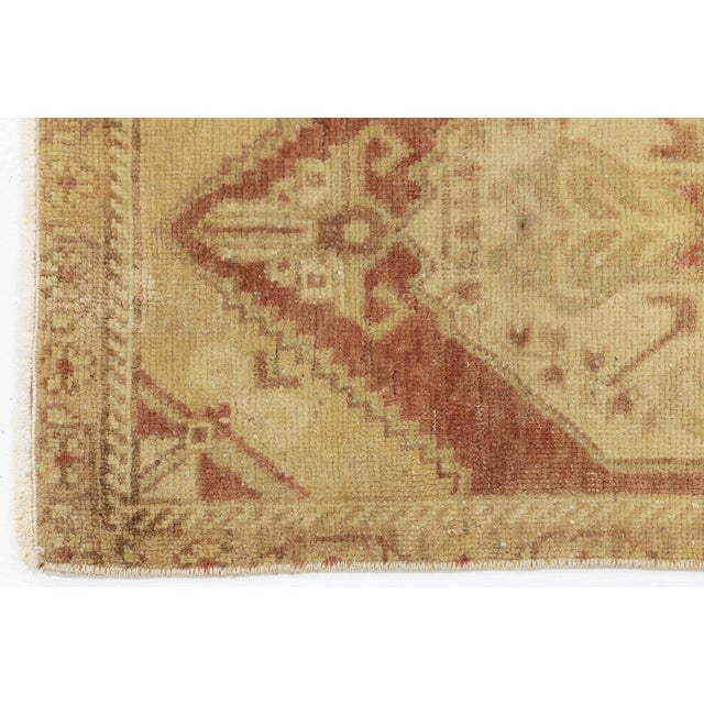 Textile Antique Turkish Oushak Hand-Knot Wool Rug With Central Medallion, Small Accent Mat – 1' X 3' For Sale - Image 7 of 8