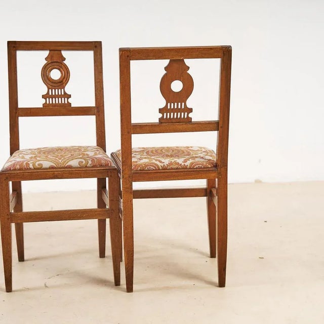 Set of Neoclassical Walnut Chairs For Sale - Image 5 of 6