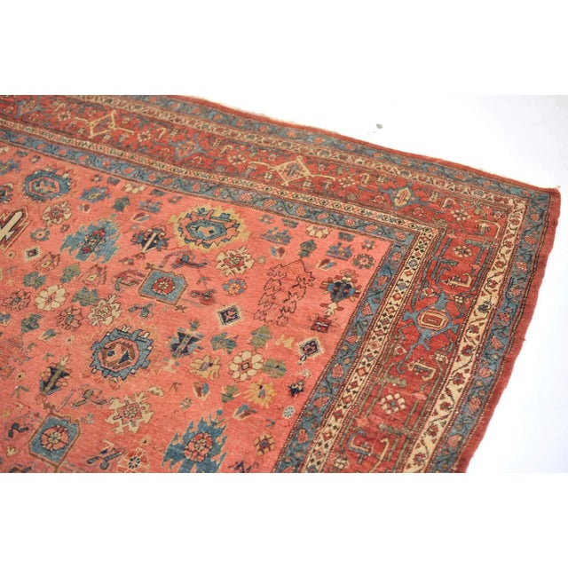 Late 19th Century Antique Tribal Persian Nomadic Halvai Bidjar Pink & Beige Rug, DATED C. 1895, 7.9 x 11.7 For Sale - Image 5 of 11